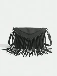 Retro Street Style Fringe Multi-Layer Crossbody Bag For Street, Party, Gathering, Y2k Fashion Bag, Gothic Punk Bag For Women