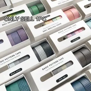 Solid Color Washi Masking Adhesive Tape, 8 Counts/set Basic Creative Decoration Washi Tape, Scrapbooking Crafts Stationary School Supplies Stationery