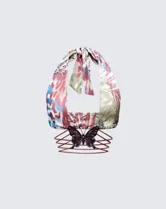 Cece Brown Printed Halterneck Top