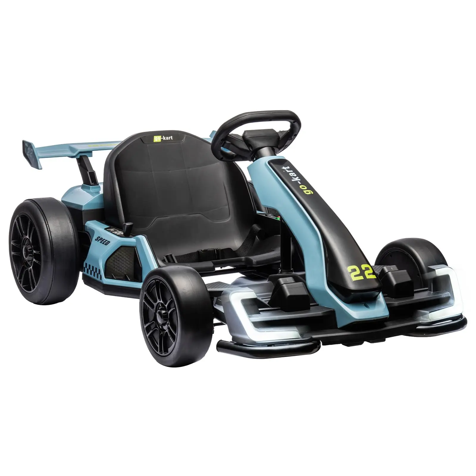 24V Kids Electric Drift Kart,300W Powerful Motor 8.5MPH, Big Battery, EVA Tires, Adjustable Length, Drift/Sport Modes, Brake Pedal, for Kids-Blue