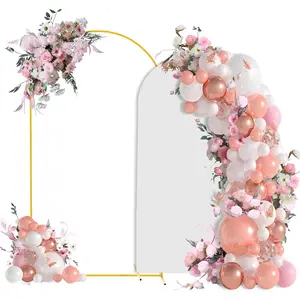 Wedding Arch Backdrop Stand 7.2FT, 6.6FT Set of 2 Arch Backdrop Stand with White Arch Cover for Birthday Wedding Bridal Baby Shower Banquet Event
