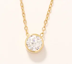 Steel by Diamonique Bezel Set Solitaire Pendant