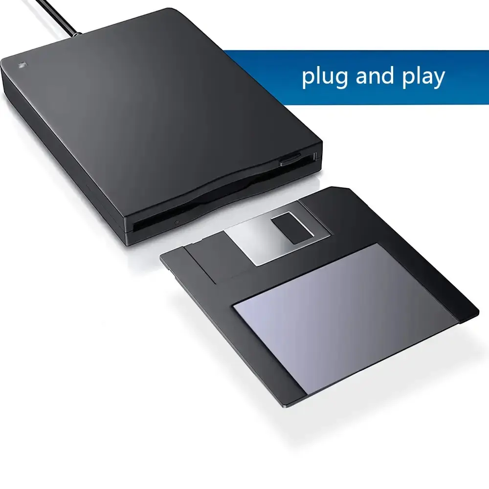 3.5-Inch 1.44MB Portable External Floppy Disk Drive with USB-Type-C Dual Ports, Plug-and-Play Data Read & Transfer Accessory for Laptops, Travel Storage Device
