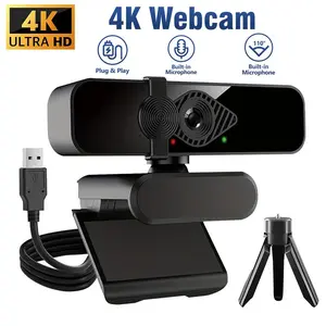 4K/2K Webcam with Auto Focus & Noise Cancelling Mic, 360° Rotating Camera with Privacy Cover & Tripod Stand for Professionals Streamers & Remote Workers Zoom Skype Meetings