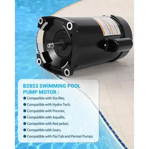 Pool Pump Motor 1HP – Dual Voltage 115/230V, Single Speed 56Y Frame, Threaded Shaft – Replacement Compatible with Hayward, Standard Pump, Century & AO Smith
