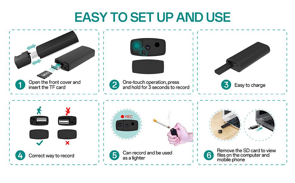 Mini Portable Lighter Security Camera 64GB BodyCam 1080P HD Motion Detection Home Outdoor Small Recording Card Cam with 64GB Internal Memory High-Definition Camera in a Lighter[NO WIFI]