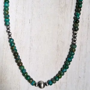 Native American Green Turquoise & Navajo Pearl Necklace