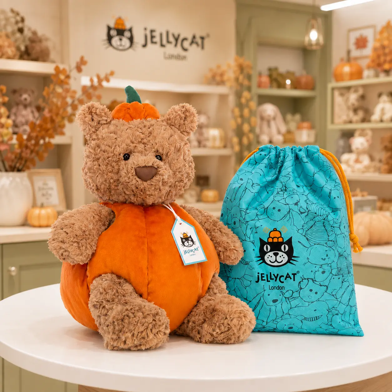 Jellycat Bartholomew Bear Pumpkin, Cute Halloween Plush Toy, Pumpkin Costume Teddy Bear, Fall Gift for Plush Lovers