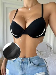 Women's Underwear 1pc/Solid Color/Push-up with Underwire/Breathable Non-removable Padding/Anti-sagging Daily Comfort Bra