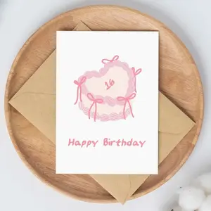 Sweet 16th Birthday Card | coquette birthday pink bow cake | teenage girl gift | sweet sixteen birthday party | cute card for granddaughter
