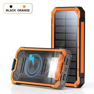 20000mAh Portable Wireless Power Bank, Solar Power Bank Charger for iPhone & Android & Samsung, Dual USB-A Output, USB-C Fast Charging, Smartphone Chargeable , External Battery Pack with Dual Flashlight for Camping, Christmas Gifts