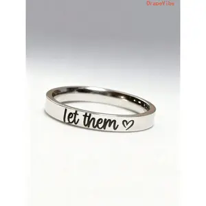 Minimalist Inscribed Letter Ring Let Them Love Me Unisex Versatile Statement Jewelry For Daily Casual Wear All Season Daily Styling Accessory