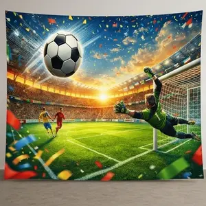 1 PC 2D Flat Banner Backdrop Soccer Stadium Goalkeeper Save Dynamic Action Photography Background for Sports Event Party Decor