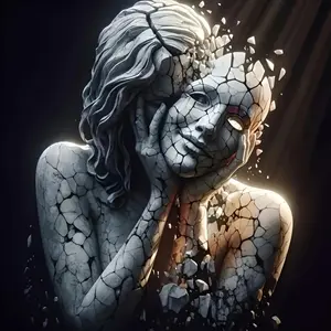 5D Full Drill Diamond Painting Kit, Cracked Stone Embrace Sculpture Art for Home Wall Decor, DIY Craft with Sparkling Beads, Canvas & Tools, Perfect for Emotional & Surreal Themed Home Decoration