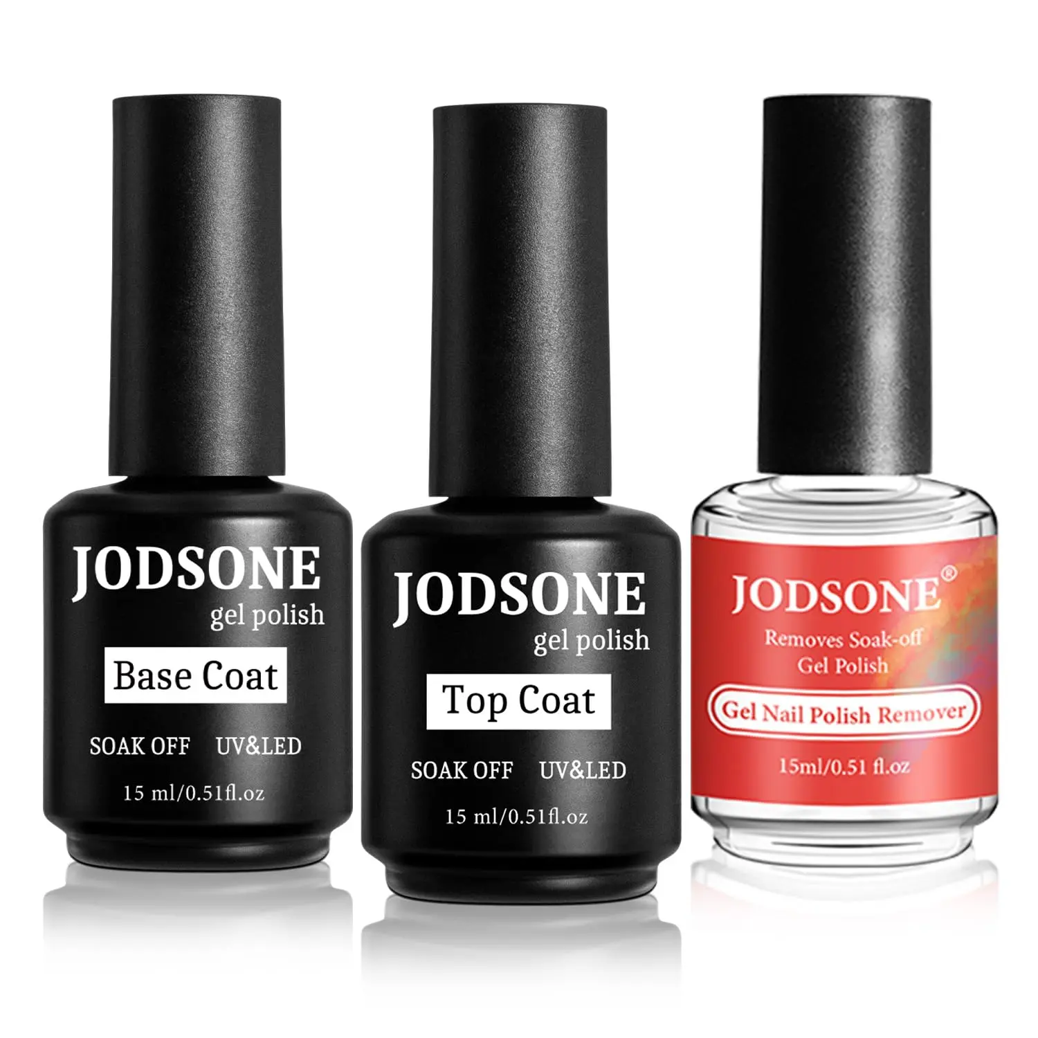 JODSONE 15ML Gel Nail Remover Quick Gel Nail Polish Remover and Base Coat Top Coat Simple Set is Suitable for Beginners to Try
