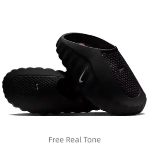 Black, comfortable and soft, tech-style head slippers for men