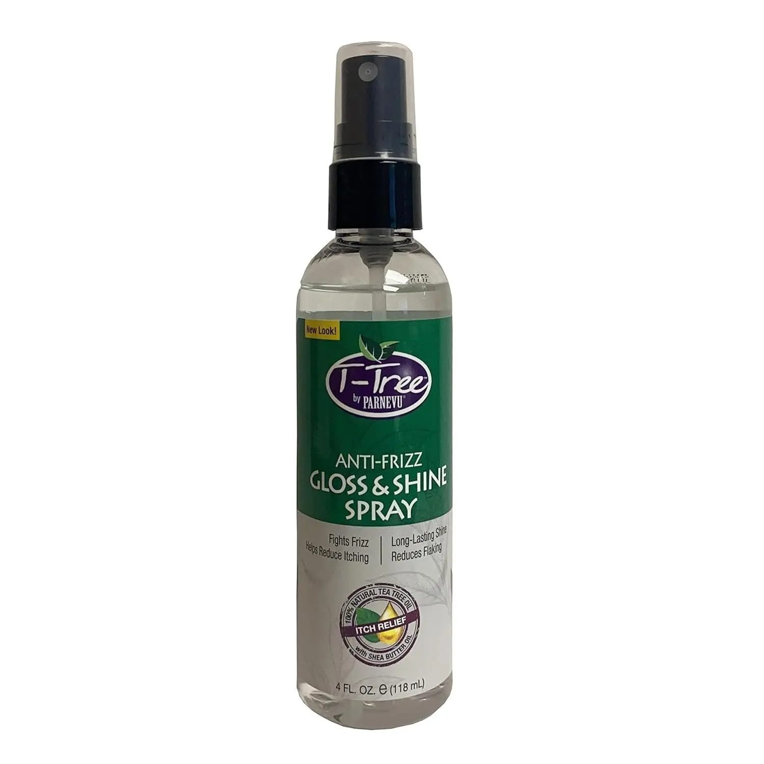 Parnevu T-Tree Spray Glosser Liquid Haircare Treatment with Tea Tree Oil, Botanicals, Isododecane, Isopropyl Myristate NF, Dimethicone – 4 fl oz Light Mist for Detangling, Frizz Control, Itch Relief, Scalp Soothing, Moisturizing Shine Boost, Isododecane: