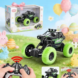 Green Easy Operation RC Rock Crawler, Remote Control Rock Crawler with Rubber Tires, Easter Basket Stuffer Gift,Family Fun Remote Control Toy Car, All-Terrain RC Car for Outdoor Play