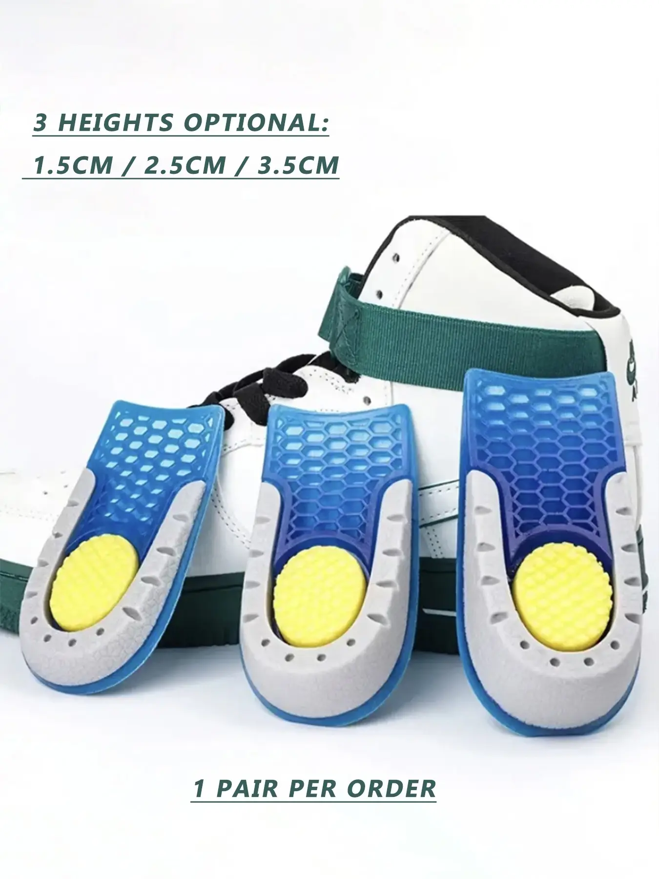 Silicone TPE Hidden Height Increase Heel Insoles 1 Pair