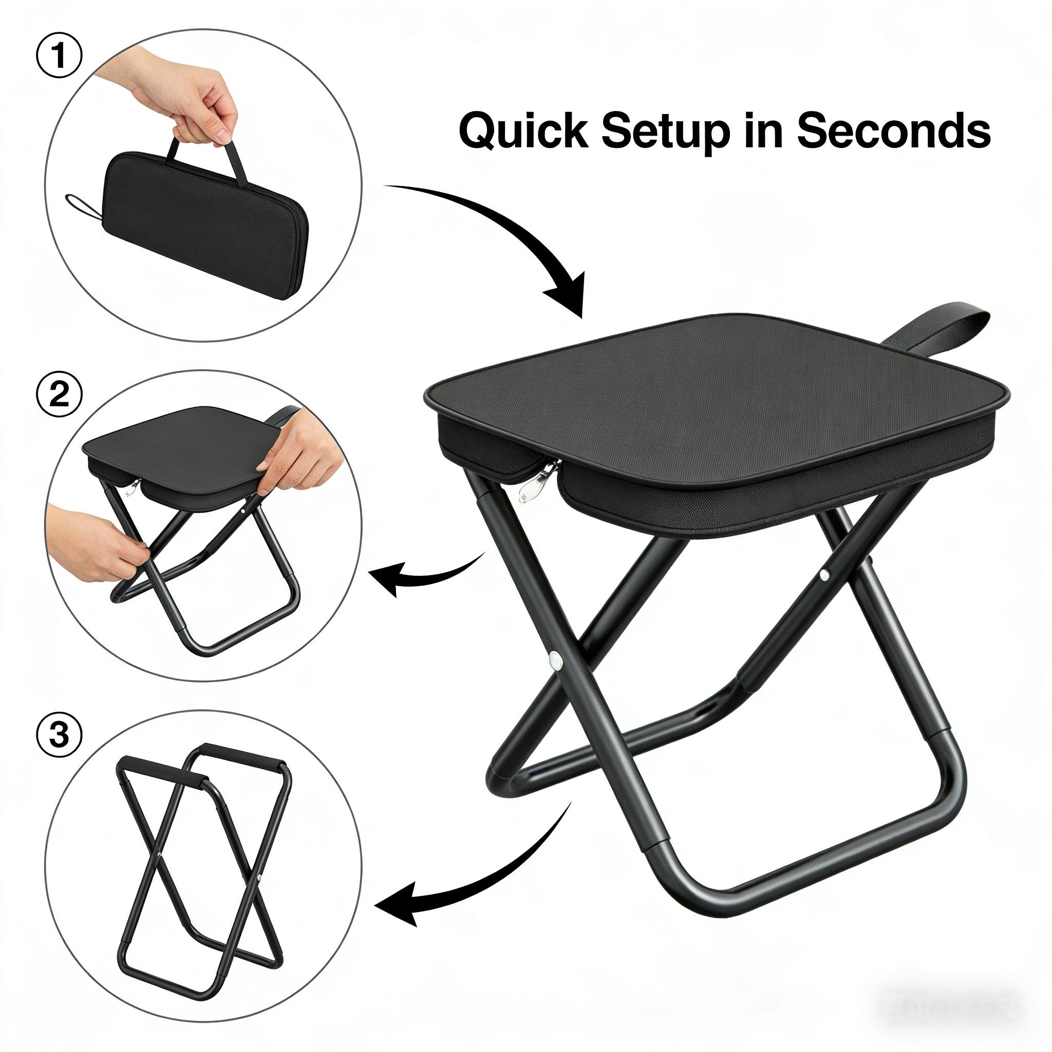 Stable Triangle Support Folding Stool, Foldable Retractable Structure, Outdoor Weather Resistant Performance, Collapsible Portable Chair for Hunting, Camping, Courtyard Party and Hiking