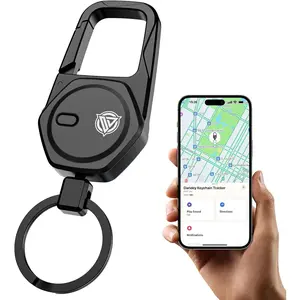 Oaridey Keychain, Works with Apple Find My, Carabiner Car Key Chain with GPS Tracker, Heavy Duty Key Finder for Luggage, Bags, Anti-Lost Key Tracker with 2-Year Battery Life, High-Precision, Black