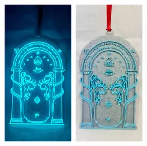 Custom 3D Gate of Moria BLUE Glow in the Dark Light Up Lord of the Rings Inspired Wall Hang Up Office Decor Christmas Ornament + Free UV Light