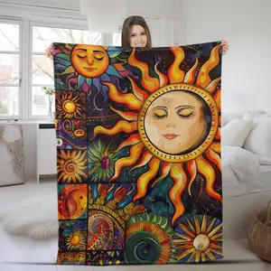 Boho Hippie Blanket, The Sun Bohemian Blanket, Hippie Style Lover, Hippie Home Decor Blanket UMZP29, Gift For Kids, Gift For Men & Women