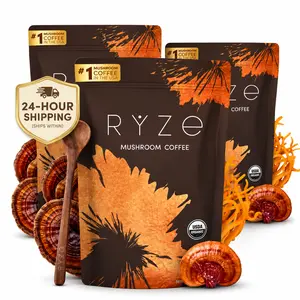RYZE Mushroom Coffee | Clean Energy & Focus  | 6 Superfood Mushrooms | USDA Organic | 30 Servings | Digestion & Immunity Support