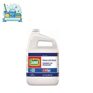 Comet Cleaner with Bleach Liquid, 1 Gallon Bottle, Heavy Duty Bathroom & Kitchen Cleaner, Removes Tough Stains, Mold & Mildew, Disinfectant Multi-Surface Cleaning Solution for Home & Commercial Use