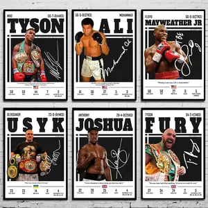 Black and White Boxing Legends Posters Canvas Painting Mike Tyson Prints Boxer Picture for Living Room Wall Art Home Decor Mural