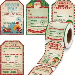 Christmas Gift Sticker Labels, 200pcs/roll Colorful Waterproof Gift Wrapping Sticker, Souvenir Sticker, Easy To Use Gift Labels for Holiday Decorations, Party Favors, Business Packaging
