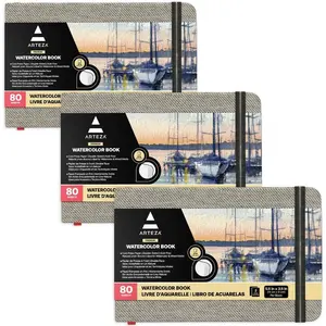 Watercolor Book, Pack of 3, 80 Pages Each, 3.5x5.5 Inch Watercolor Notebook, 110lb/230gsm Water Color Paper