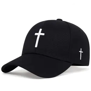 1pc Unisex Embroidered Cross Baseball Cap, Adjustable Sun Protection Casual Hat For Outdoor, Travel, Beach Vacation, Multiple Colors Available
