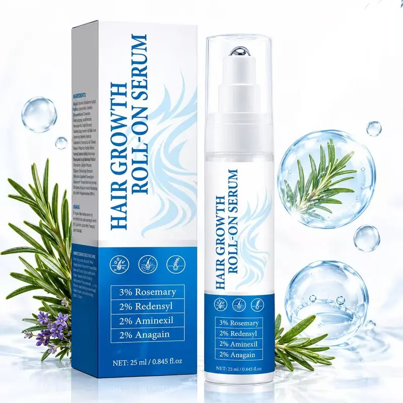 Hair Growth Roll On, Density Hair Growth Serum Roll on for Thicker, Youthful Leave-In Gentle Formula Nourishes Scalp & Roots for Men & Women