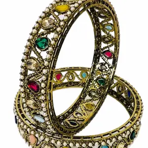 Copper Kundan  Bangles multicolor set