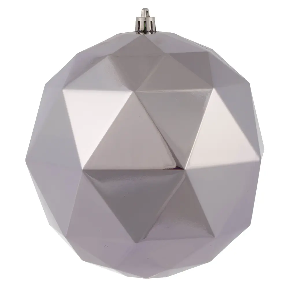 212 MAIN 6 in. Shiny Geometric Plastic Ball Ornaments, Lilac - 4 Per Bag, Christmas Home Festive Decor, Geometric Ornaments