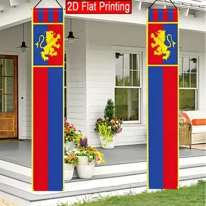 Medieval Polyester Door Banner Set, Fantasy Knight Lion Design, Party Decorations, Vintage Signage, High-Quality Printing, No Power Needed