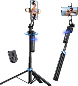 Ubeesize 70'' Auto Face Tracking Tripod 360° Rotation with Stand, Phone Tripod with Fill Light, Selfie Stick & Phone Stand for Recording, Vlog/Live Stream/Video/Tiktok, Compatible with Iphone/Android UBeesize