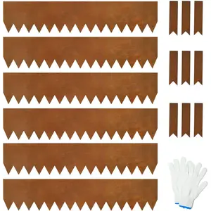 Weathering Steel Edging 6 Pack 40" L x 8" H Depth Corten Steel Landscape Edging Kit Rust Patina Finish, 20ft  Metal Edging for Landscaping, Metal Garden Border & Lawn Edging