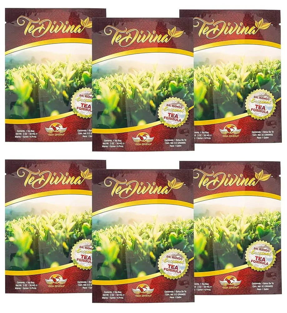 Dr Ramos' Te Divina Tea - 6 Sobres De Te - 8.8 Grams - Herbal Formula for Colon Cleansing & Digestive Health - Boosts Energy & Skin Health