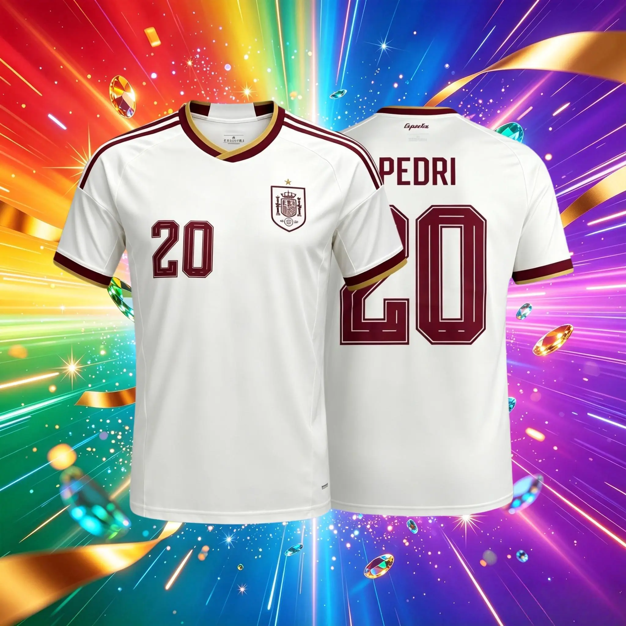 2026 Spain Home And Away Red And White 19# Lamine Yamal 20# Pedri Short And Long Sleeve Soccer Jersey Fans Version