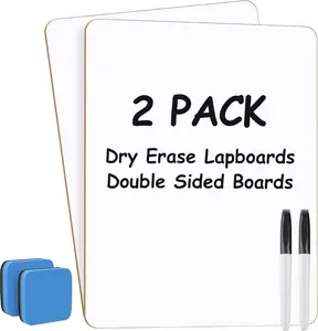 Small White Board 2 Pack Dry Erase Boards, 9''x 12'' Mini White Board Double Sided Portable Whiteboards for Students Teachers School Supplies Lapboards Including 2 Markers and 2 Erasers