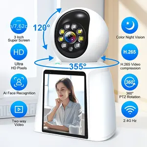 2K Home Camera Security Two Way Audio And Video Camera 2.8 Inch Indoor Cameras For Baby And Elderly Care Pet Dog Cat Cam Ai Siren Security 360 Auto Tracking Night Vision Phone App