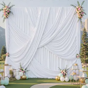 10ft*12ft White Backdrop for Wedding Parties, 2 Panels Wrinkle Free Photo Backdrop Drapes Back Drop Cloth for Birthday Photography Background