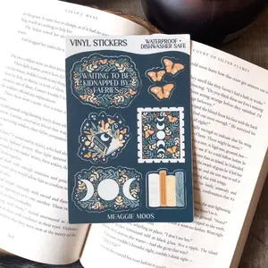 Faerie Garden Bookish Sticker Sheet | 6 Stickers | 6"x4" | Waterproof