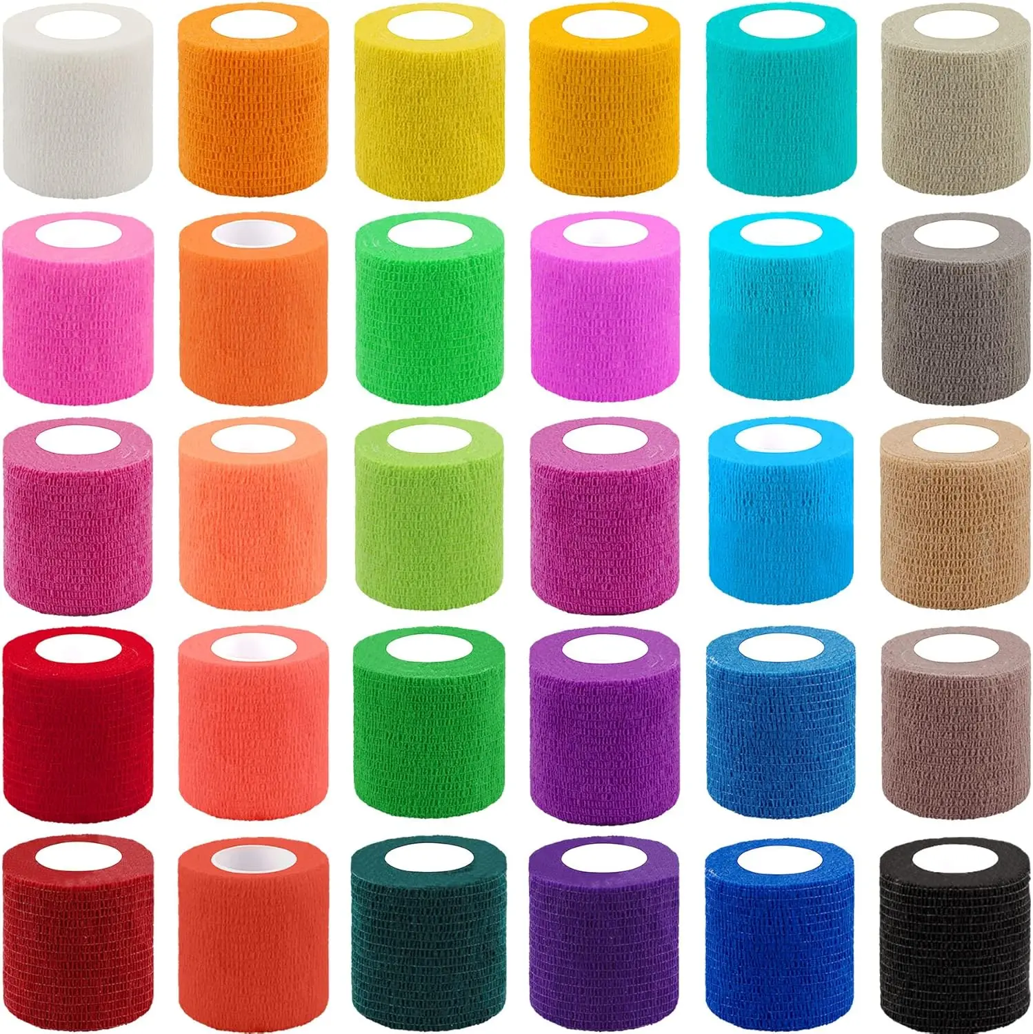 BQTQ 30 Rolls Self Adherent Wrap 2 Inch Bandage Adhesive Wrap Breathable Athletic Tape Stretch Wrap Roll Sports Wrap Tape Self Adhesive Bandage Wrap for Wrist Ankle Swelling Sprains(30 Colors) BQTQ