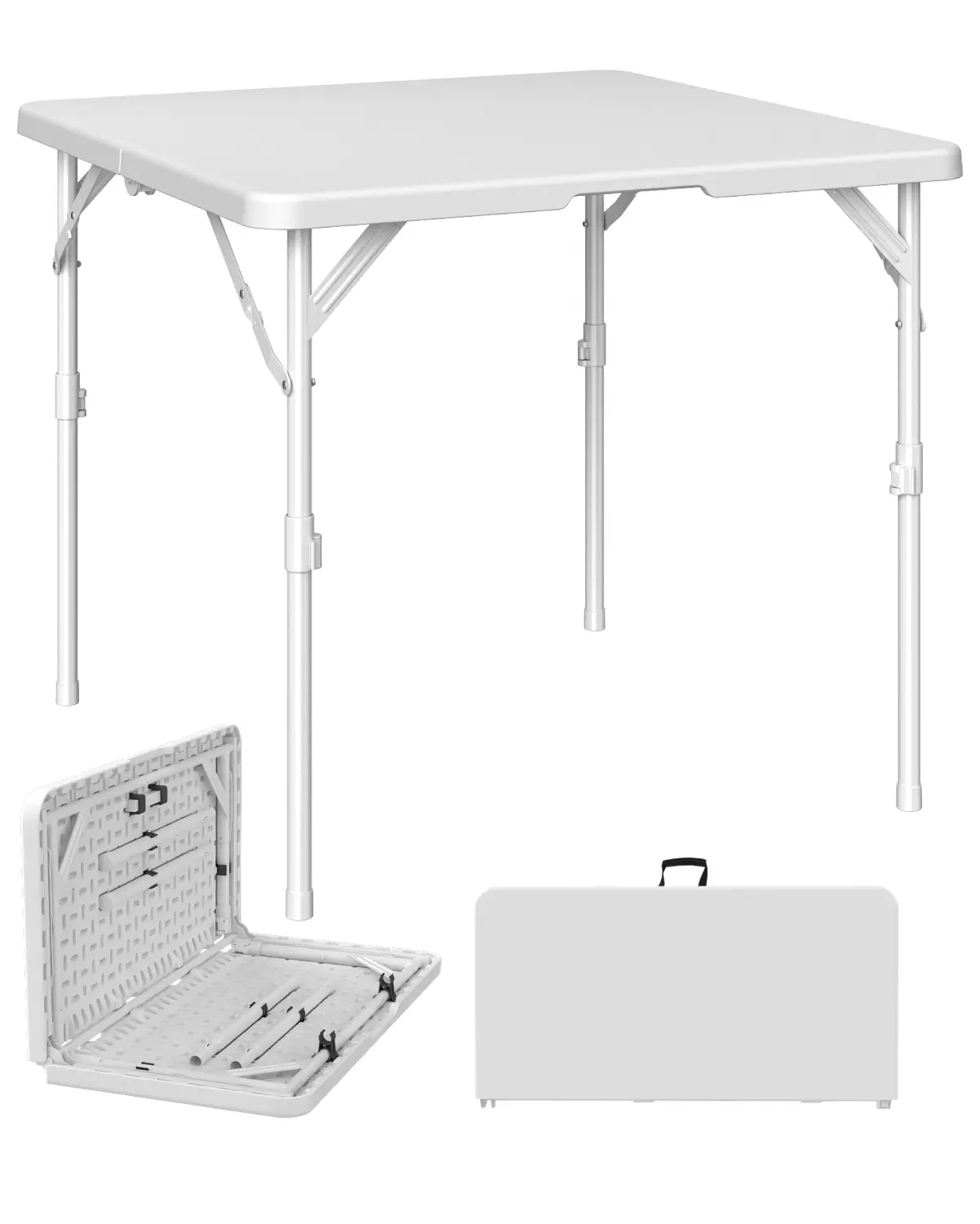 34" Square Folding Table with Built in Handle & Steel Legs, Heavy Duty Portable Card Table, Foldable Tables Perfect for Party, Dining, Wedding, Events, Picnic Indoor, Outdoor, Camping, Utility