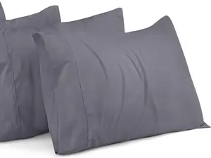 Queen Pillow Cases Pack of 4 - Envelope Closure - Soft Brushed Microfiber Fabric - Shrinkage and Fade Resistant - Queen Size 20 X 30 Inches (Grey)