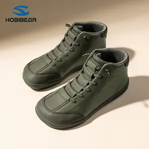 HOBIBEAR Wide Toe Capacity Shoes - Spring And Autumn New Style Synthetic Leather Round Head Short Tube Sports Casual Flats For Everyday Walking