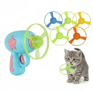 Cat Interactive Fetch Toy Set Launcher Gun, Flying Disc Toy, Cat Track Toy for Cat Training Hunting Chasing Interactive Cat Toys for Bored Indoor, Flying Propellers For Dog and Puppy Toy Pet Supplies, Cat Stuff Outdoorfun, Dog Stuff
